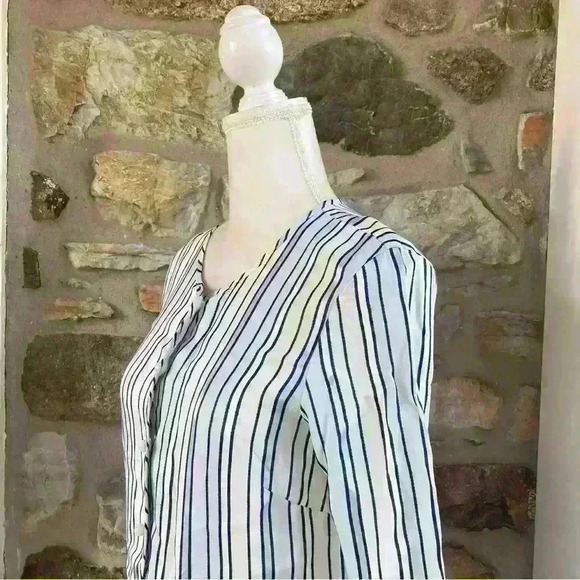 Alexis Nicholina Amalfi Blue Stripe Long Sleeve Ruffle Mini Dress Women’s Medium - Picture 8 of 15